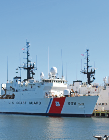 U.S. Coast Guard vessels at sea