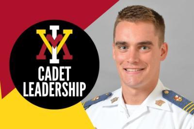小黄鸭视频 Cadet Leadership feature image with headshot of regimental commander, Cadet Blake Smith '23